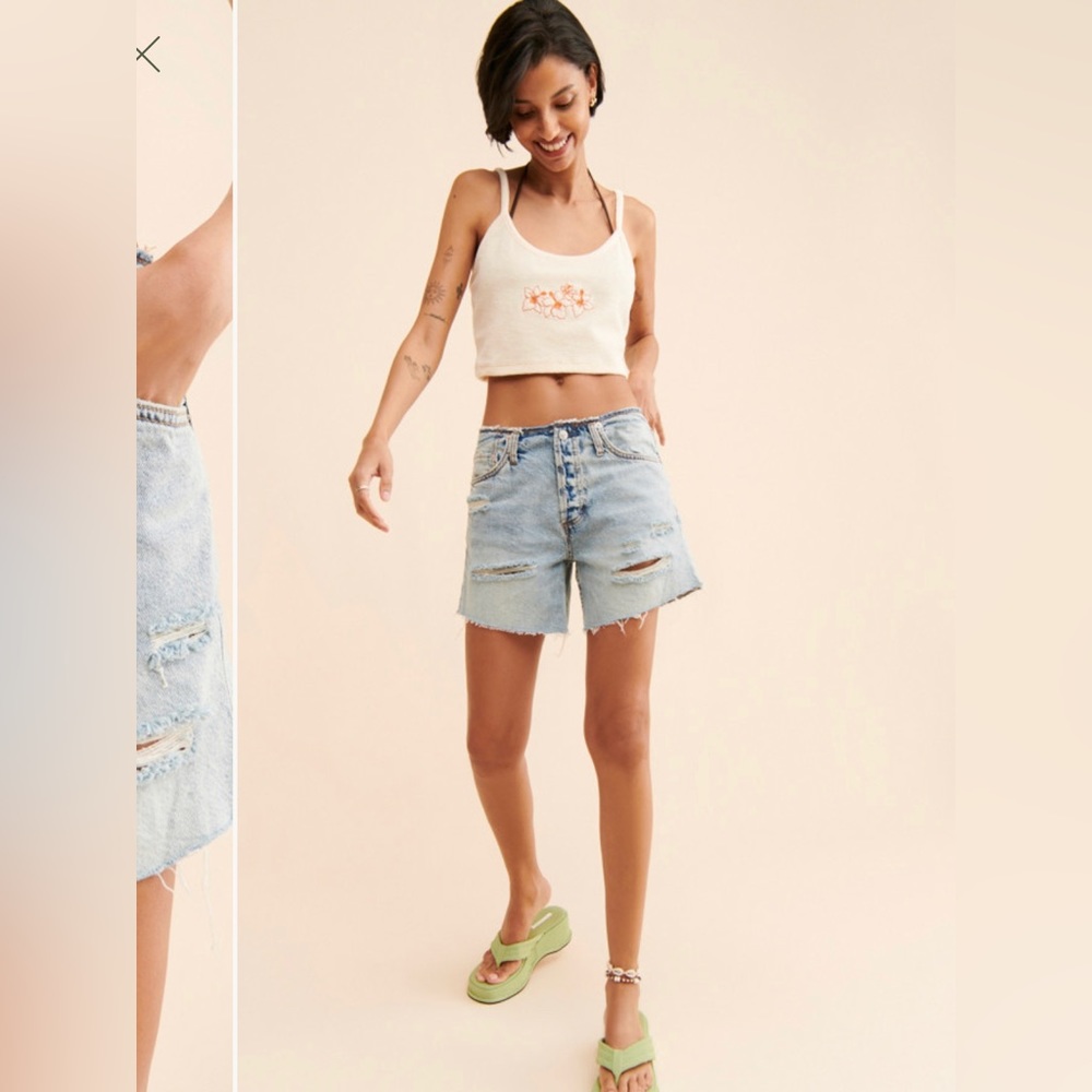 Free People Distressed Denim Shorts
